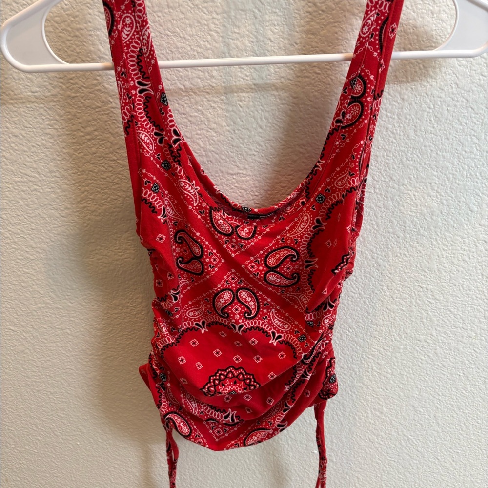 Fashion Nova Red Bandana Print Top